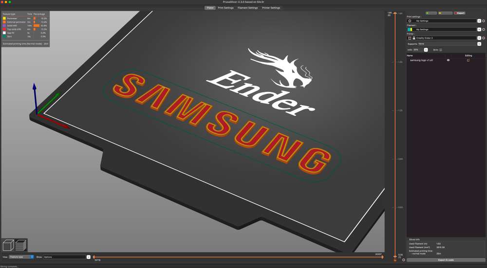 Samsung logo in Prusaslicer